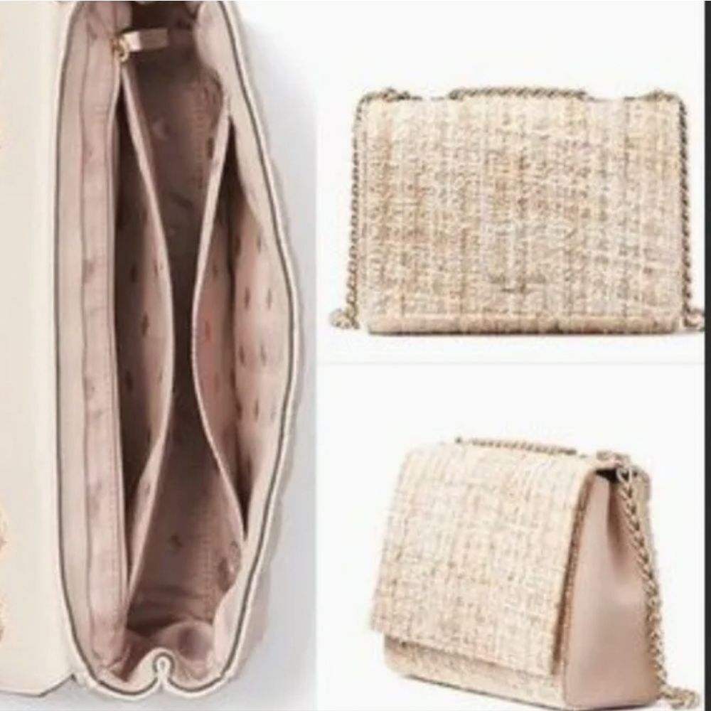 Kate Spade Quilted Tweed Flap Bag in Blush/Cream - Picture 6 of 14
